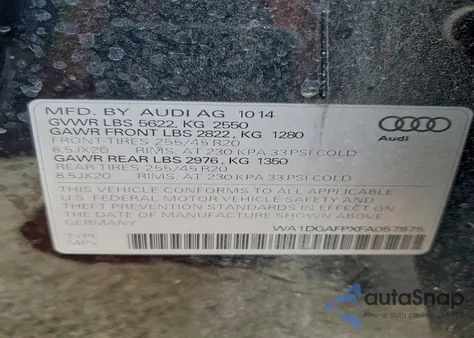 2015 Audi Q5 Premium Plus из США, поврежденный, VIN WA1DGAFPXFA057875